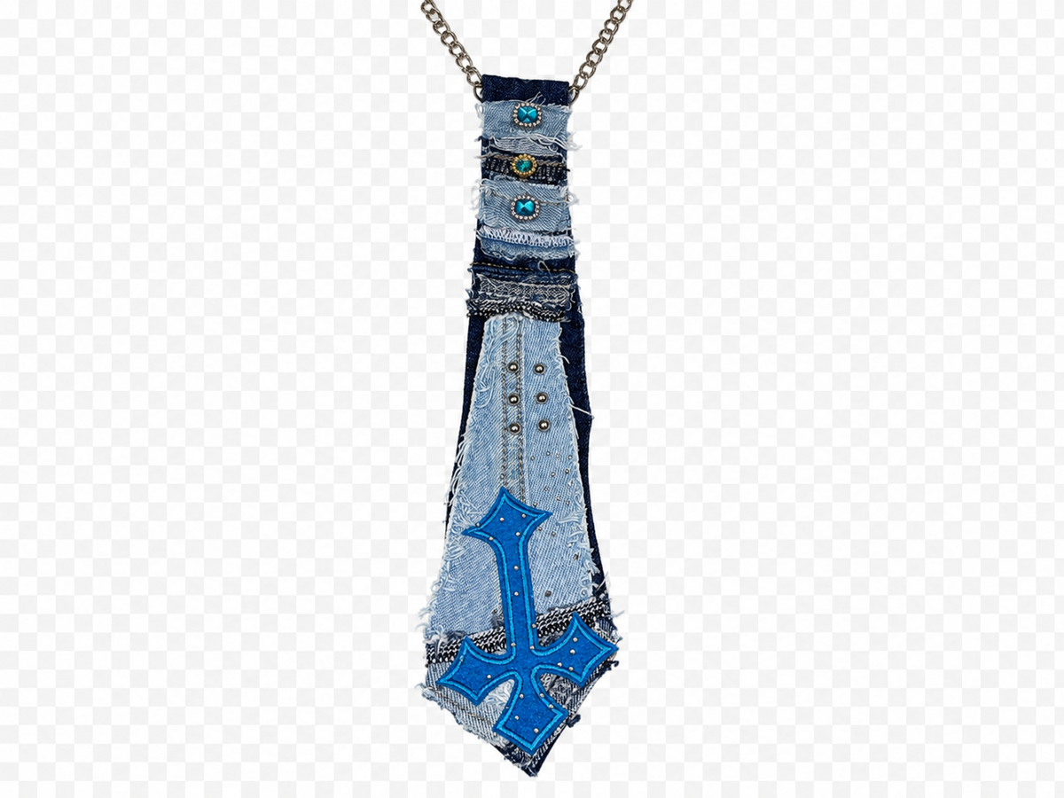 TVF XO — Blue Cross Denim Tie