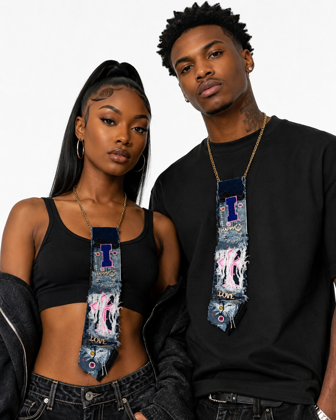 TVF XO — Love & Varsity Denim Tie